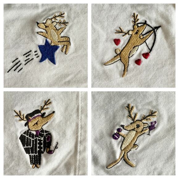 Pottery Barn Santa’s Reindeer Placemats Embroidered Set of 12 Two Styles RARE - Picture 4 of 10